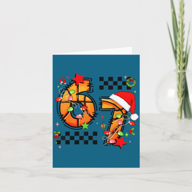 Carte Checkered 67 Basketball Santa Hat Christmas Six Se (Devant)