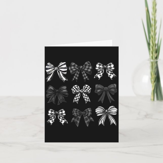 Carte Checkered Bow Coquette Funny Gift Tee Women, Men  (Devant)