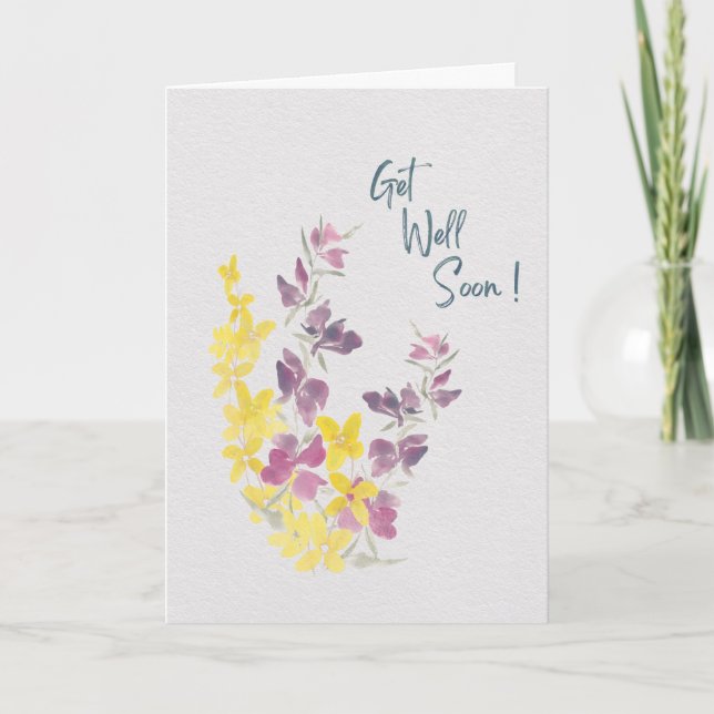 Carte Cheerful Wildflower Get Well Soon Watercolor  (Devant)