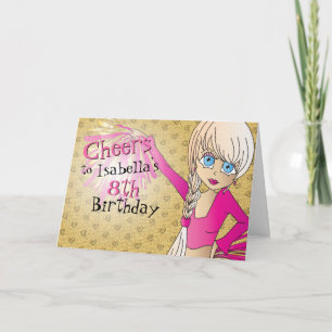 Carte Cheerleader Fille fêtant son anniversaire - Rose