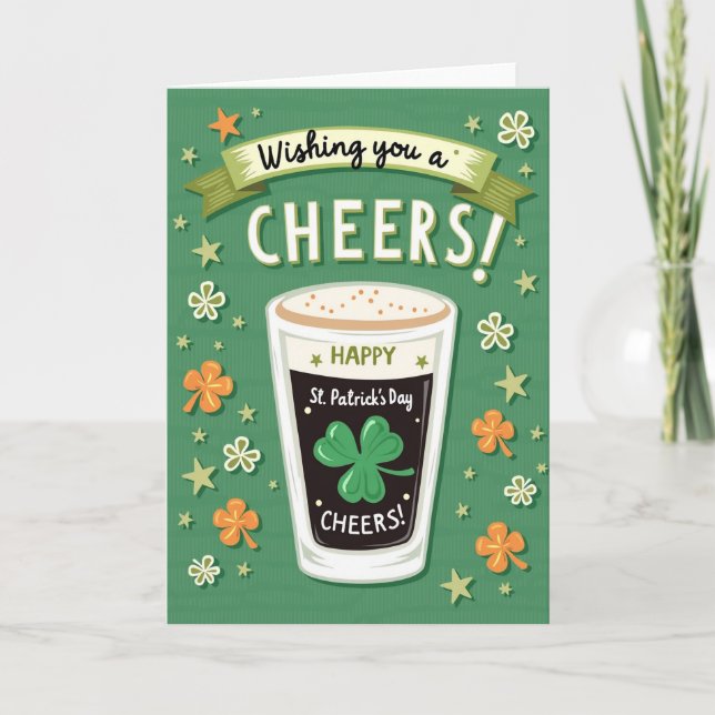 Carte Cheers Glitter Texture St Patricks Card (Devant)