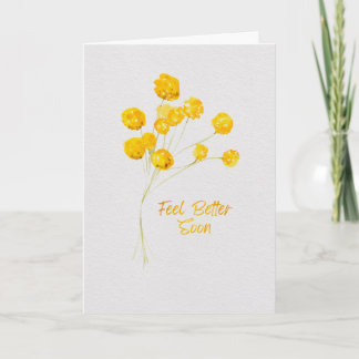 Carte Cheery Yellow Watercolor Flowers Feel Better Soon
