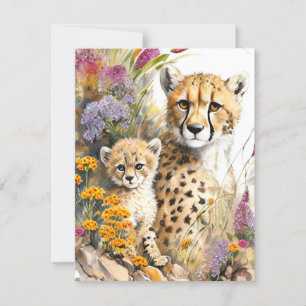 Carte Cheetah Baby and Mom Flat Card