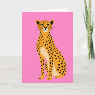 Carte Cheetah minimaliste en rose