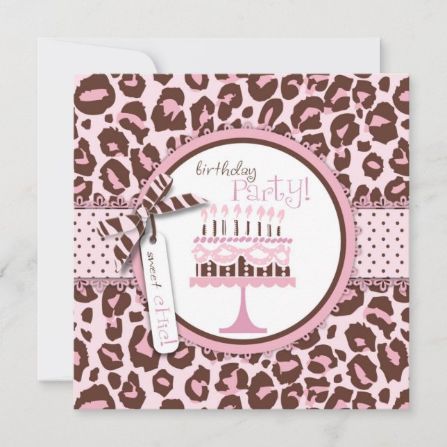 Carte Cheetah Print & Birthday Cake (Devant)