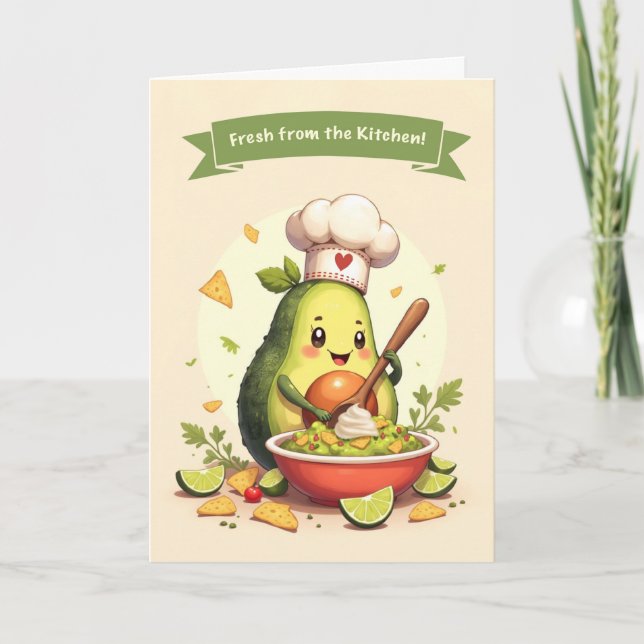 Carte Chef Avocado Cute Day avec Bowl (Devant)