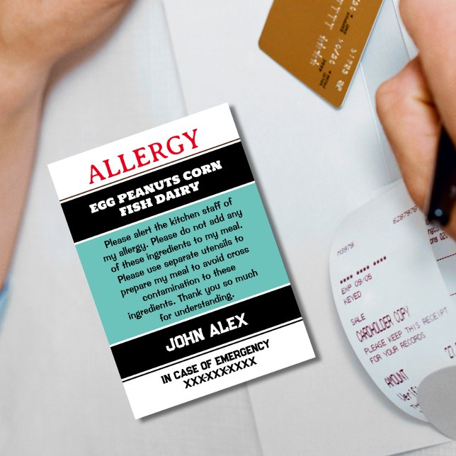 Carte chef d'alerte d'allergie personnalisée (Créateur téléchargé)