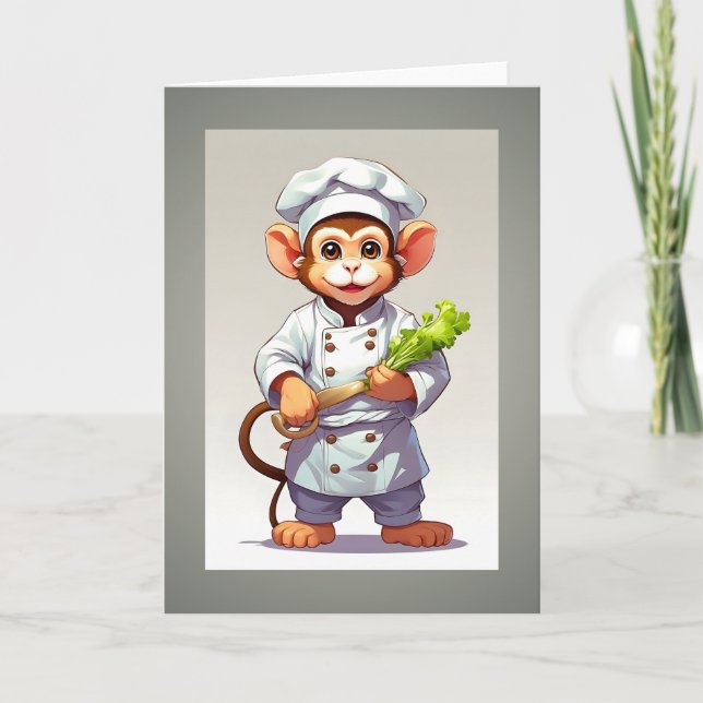 Carte Chef de singe bébé Illustration Blank Greeting (Devant)
