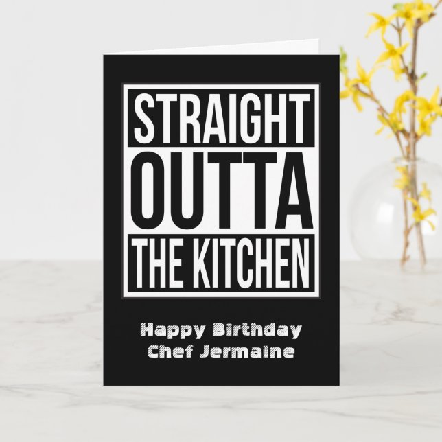 Carte Chef et cuisinier amusant Dire Bonne Anniversaire (Fleur jaune)
