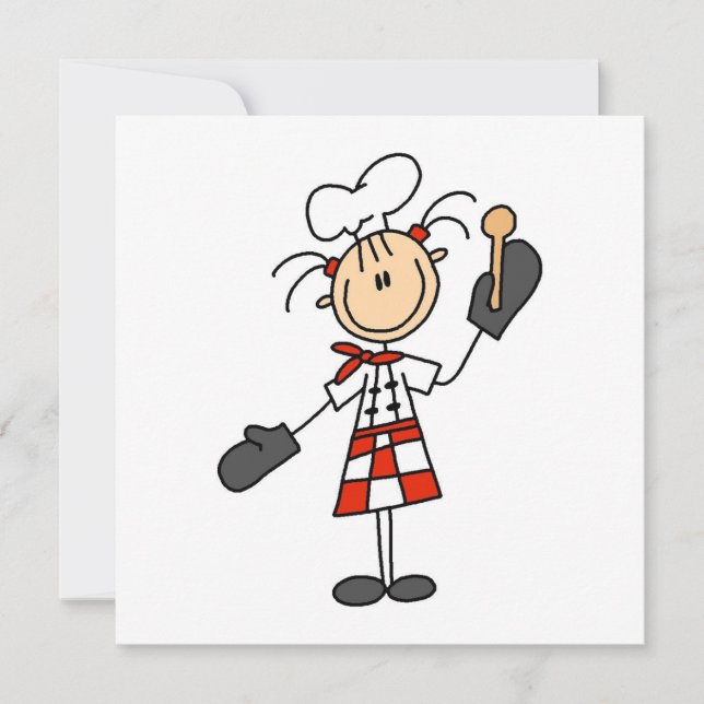 Carte Chef Féminine avec Mitts et cuillère en bois (Devant)