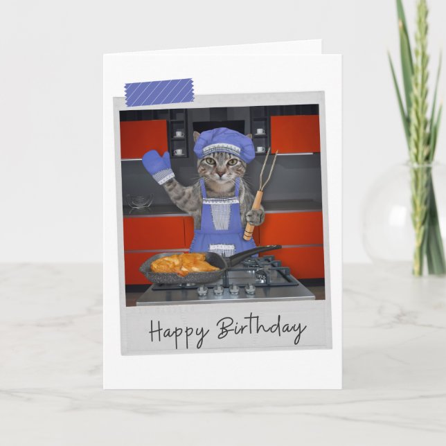 Carte Chef Tabby Cat Funny Birthday Card (Devant)