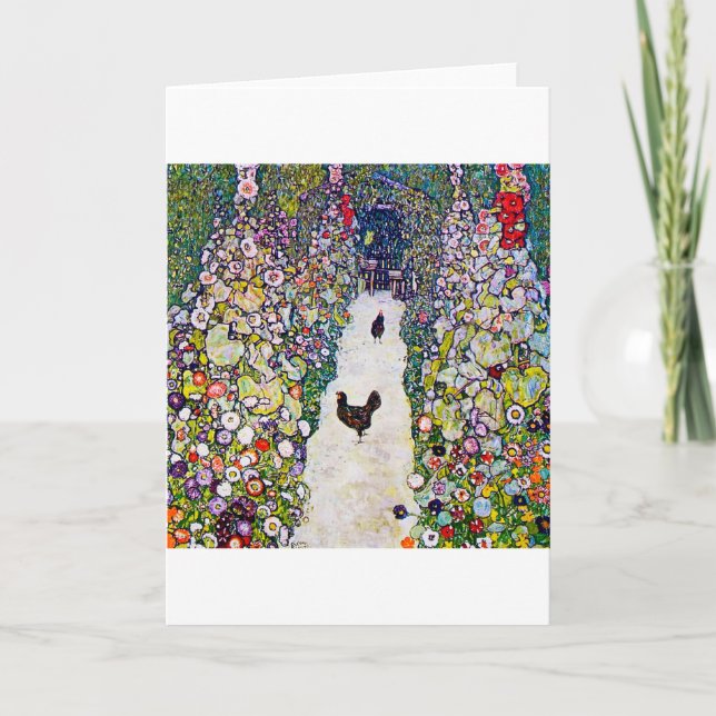 Carte Chemin de jardin avec poulets, Gustav Klimt (Devant)