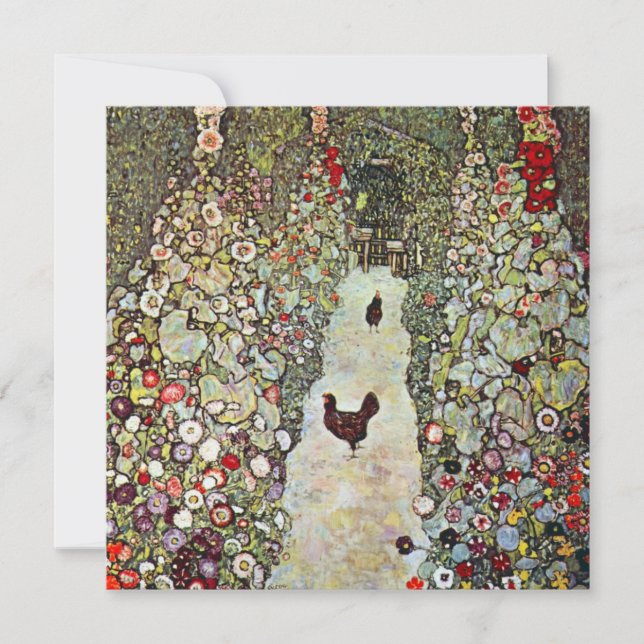 Carte Chemin de jardin avec poulets, Gustav Klimt, Art N (Devant)