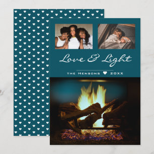 Carte Cheminée moderne Feu bois Cosy Photo de Noël