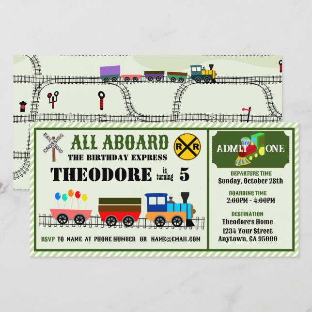 Carte Chemins de fer pour enfants Trains et pistes Invit (Devant / Derrière)