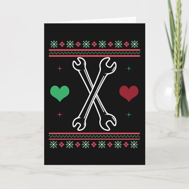 Carte Chemise de Noël laide de mécanicien Xmas (Devant)