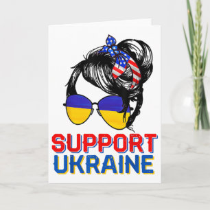 Carte Chemise de soutien à l'Ukraine Femme Drapeau Améri