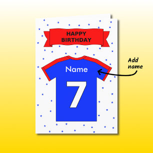 Carte Chemise de sport rouge bleu 7e anniversaire person