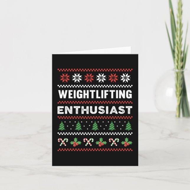 Carte Chemise détestable de Noël pour amateur de haltéro (Devant)