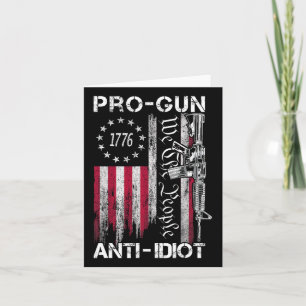 Carte Chemise Pro Gun Anti Idiot Drapeau Usa Vintage 2èm