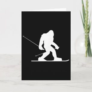 Carte Chemise Skiing Bigfoot, Sasquatch drôle mignon Ski