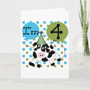 Carte Chemises et cadeaux Blue Cow 4th Birthday