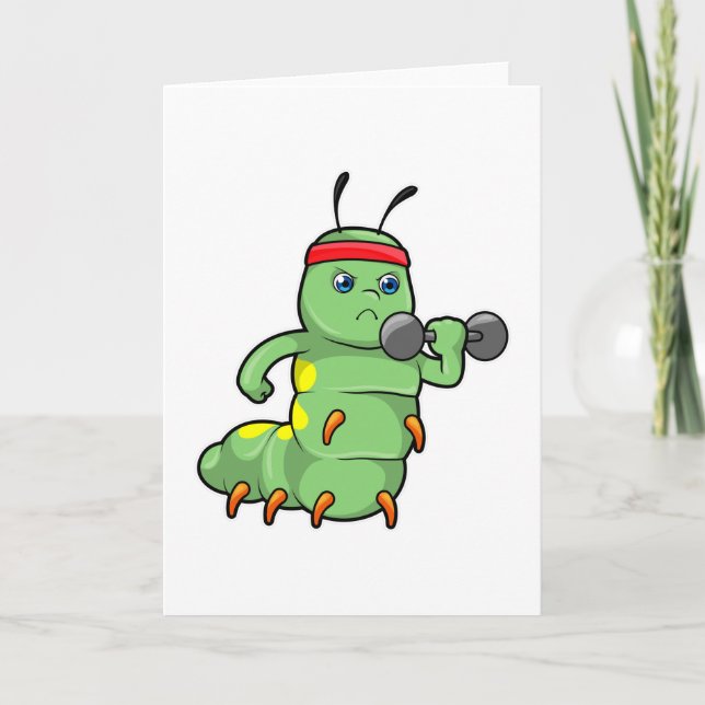 Carte Chenille au renforcement musculaire avec haltère (Devant)