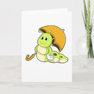 Carte Chenille avec parapluie