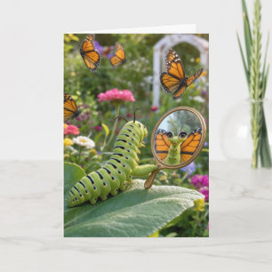 Carte Chenille d'anniversaire rêvant d'être un papillon