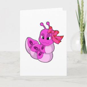 Carte Chenille en fille au ruban