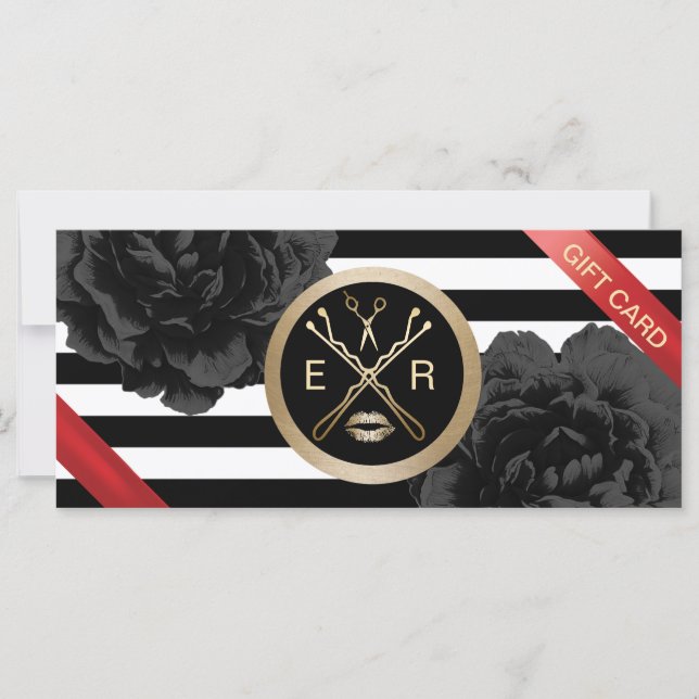 Carte Chèques-cadeaux | Black Floral Grandes Modernes (Devant)