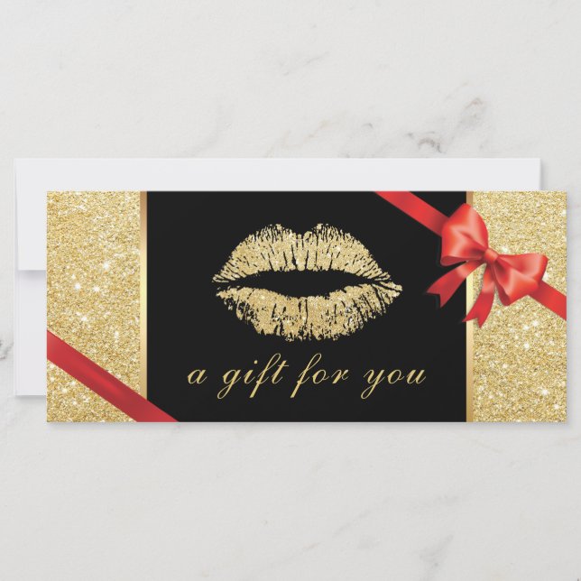 Carte Chèques-cadeaux | Gold Parties scintillant Lèvres  (Devant)