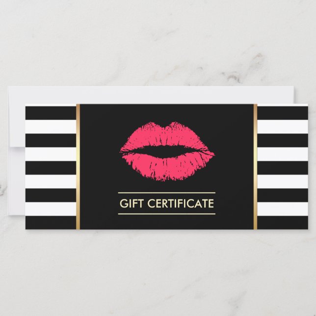 Carte Chèques-cadeaux | Red Lips Moderne Stripes Salon (Devant)