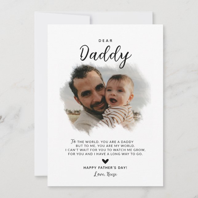 Carte Cher papa | Fête des pères de coeur photo moderne (Devant)
