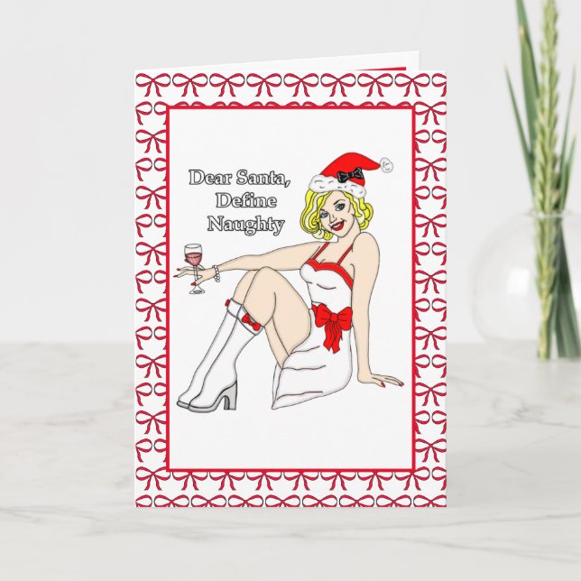 Carte Cher Père Noël, définissez méchant | Humour de Noë (Devant)
