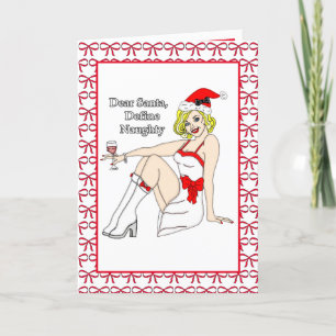 Carte Cher Père Noël, Définissez Naughty   Humour de Noë