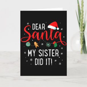 Carte Cher Père Noël Ma Soeur L'a Fait Filles Enfants Ga