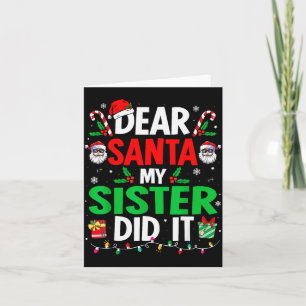 Carte Cher Père Noël Ma Soeur L'a Fait Filles Enfants Ga