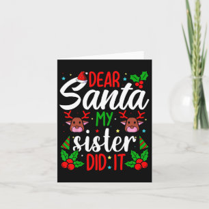 Carte Cher Père Noël Ma Soeur L'A Fait Filles Enfants Ga