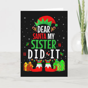 Carte Cher Père Noël Ma Soeur L'a Fait Filles Garçons En