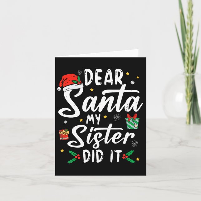 Carte Cher Père Noël Ma Soeur L'a Fait Filles Garçons En (Devant)