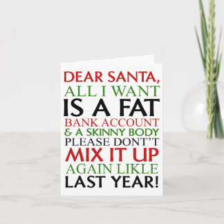 Carte Cher Père Noël, tout ce que je veux, c'est un comp