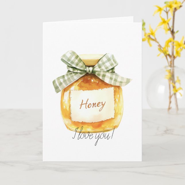 Carte Chéri, je t'aime Pot à miel (Fleur jaune)