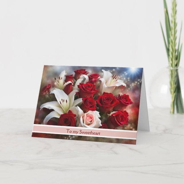 Carte Chérie Bonne Saint Valentin Bouquet de Rose (Devant)