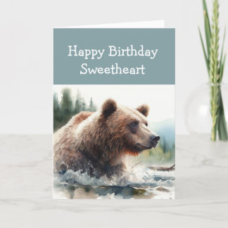 Carte Chérie Sauvage Chose Anniversaire Grizzly Ours Ani