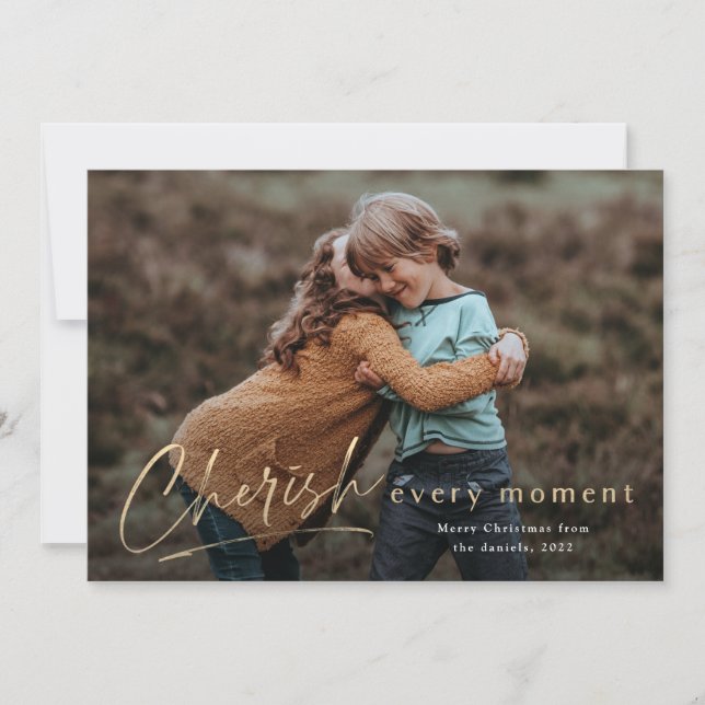 Carte Cherish Every Moment Script Photo Joyeux Noël (Devant)
