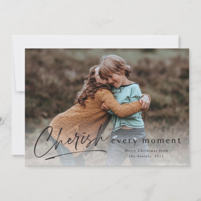 Carte Cherish Every Moment Script Photo Joyeux Noël (Devant)