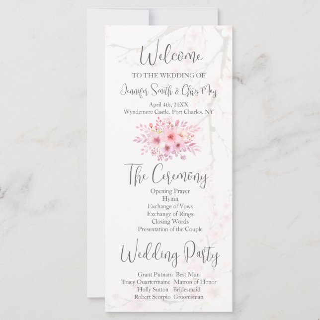 Carte Cherry Blossom Wedding Program (Devant)
