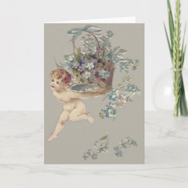 Carte Chérubin Cupidon Ange Ne m'oubliez pas (Devant)