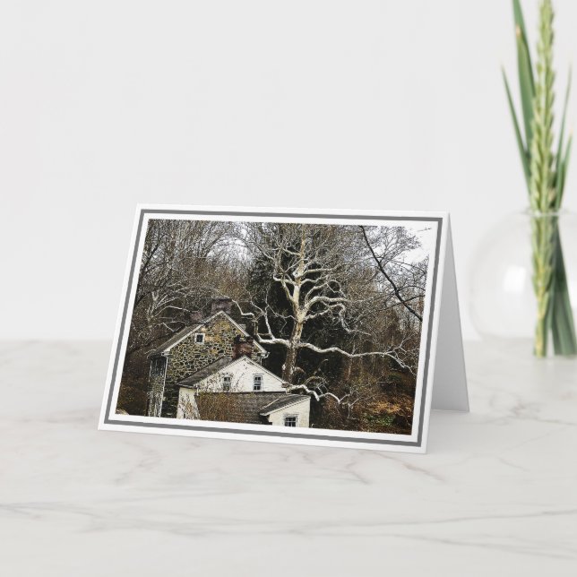 Carte Chester County House avec Sycamore Tree en hiver (Devant)